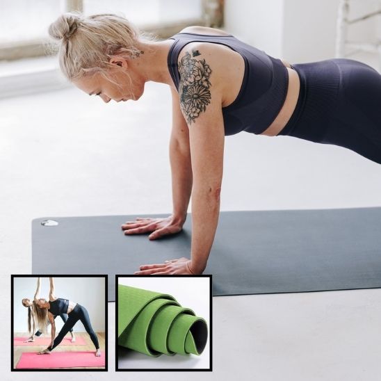 tapis de yoga en TPE antidérapant, taille de 183 x 61 x 0,6 cm avec sac de transport pour pilates